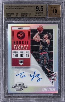 2018-19 Panini Contenders Optic #124 Trae Young Silver Autograph Rookie Card - BGS GEM MINT 9.5/10 AUTO